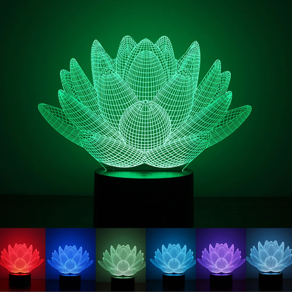 

Lotus Flower 3D USB LED Night Light Colors Changing Christmas Lights Touch Button Kids Living Bedroom Lighting Lampen Luminarias