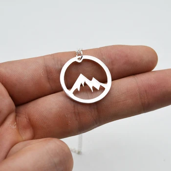 

20pcs Stainless Steel Courage Pendant Charm Circle Mountain Necklace Spirit Jewelry Tiny Minimalist Necklace Birthday Gift