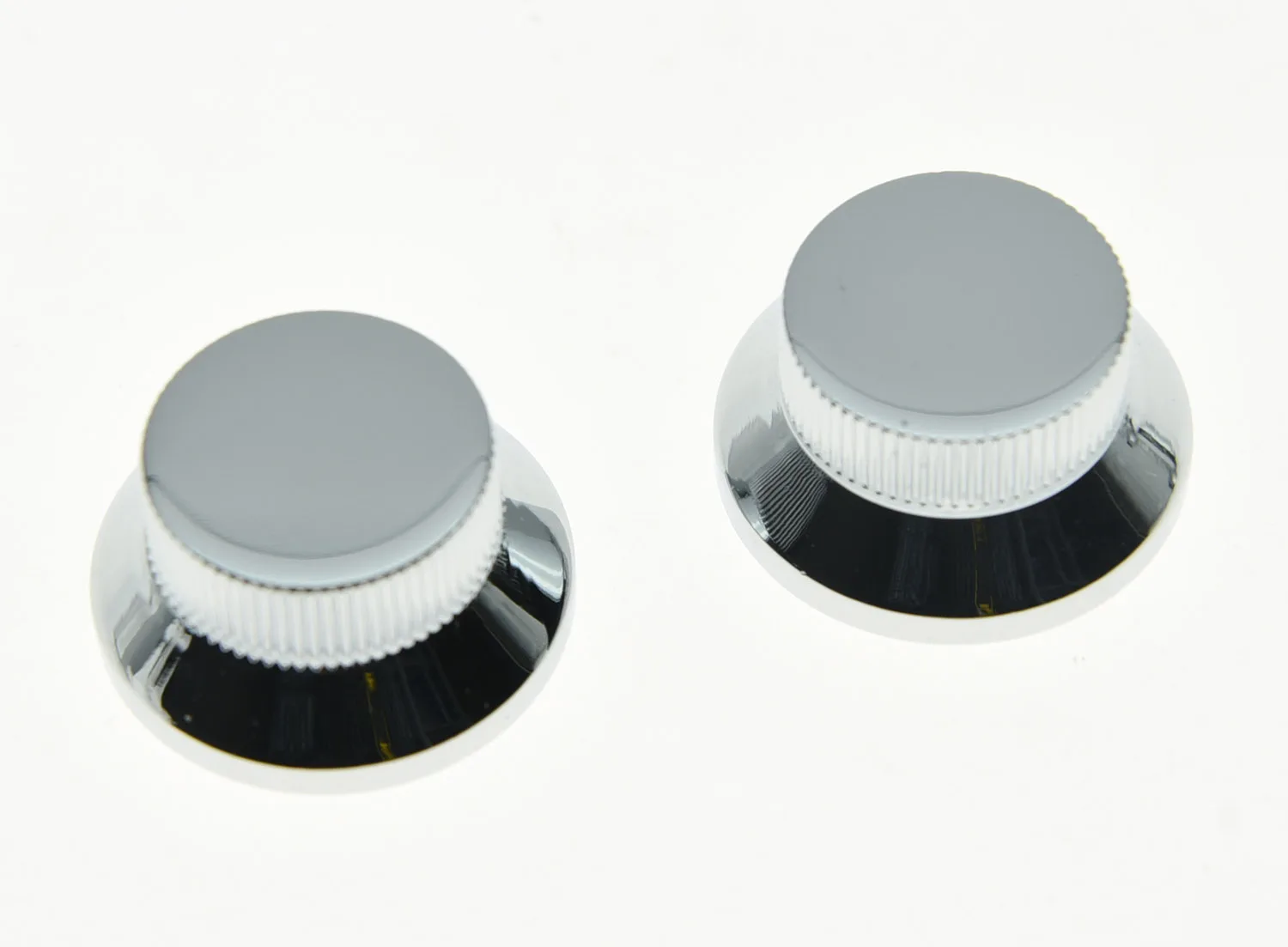 

KAISH 2pcs Chrome Metal Top Hat Bell Knobs Push On Guitar Bass Knob for 5.8mm Pots