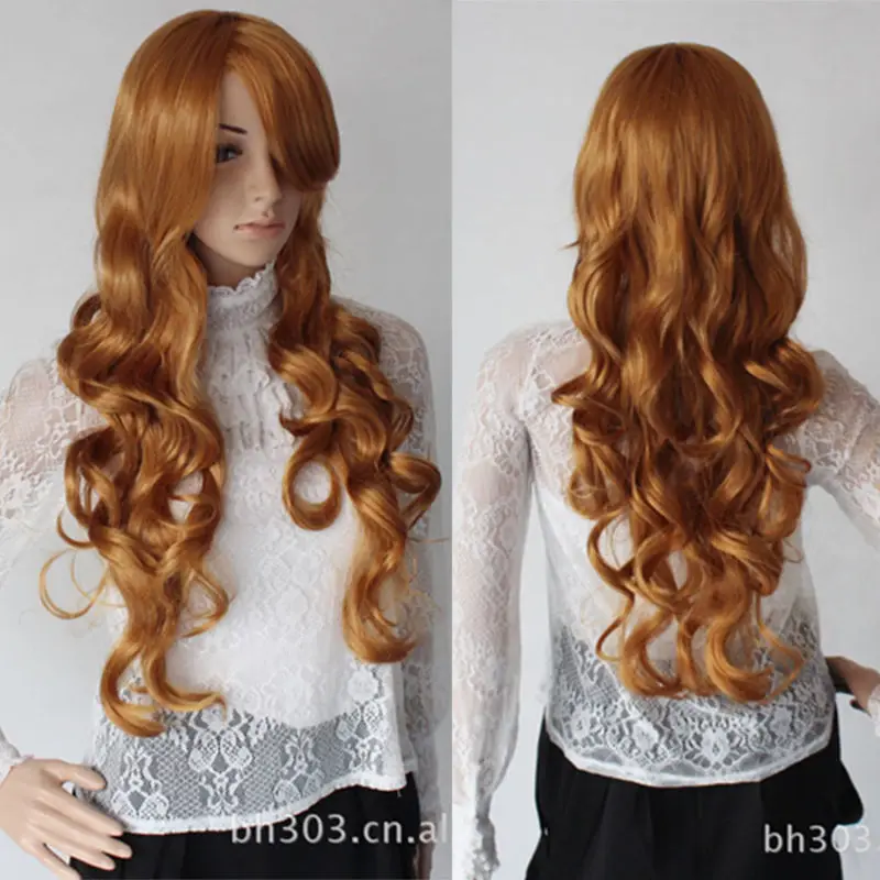 Wholesale price SHIPPING ^^^^-Sexy Long Hair Holloween Wigs Full Wave Golden Color Costume Party Wear |