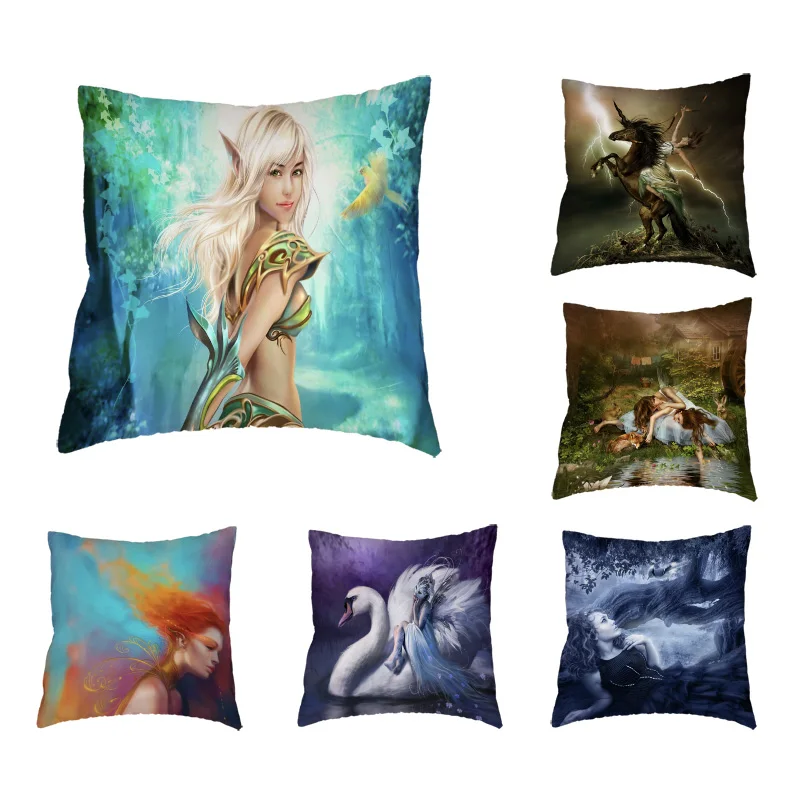 

Legendary Story Throw Cushion Cover Goddess Mermaid Moon Printed Funny Wedding Gifts Living Room Office Couch Decor Pillowcase