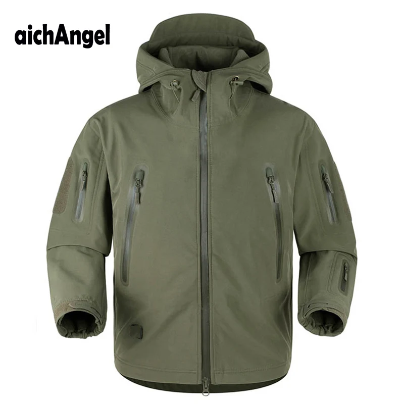 AichAngeI обновленная V5.0 Тактическая Военная куртка с акулой, водонепроницаемая ветровка, армейское пальто, Мужская тактическая куртка с капюшоном