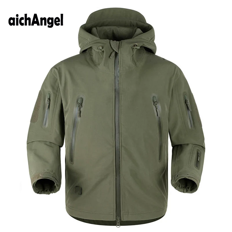 

aichAngeI Upgraded V5.0 Shark Skin Tactical Military Jacket Waterproof Windbreaker Army Coat Men Tactical Hoody Jacket