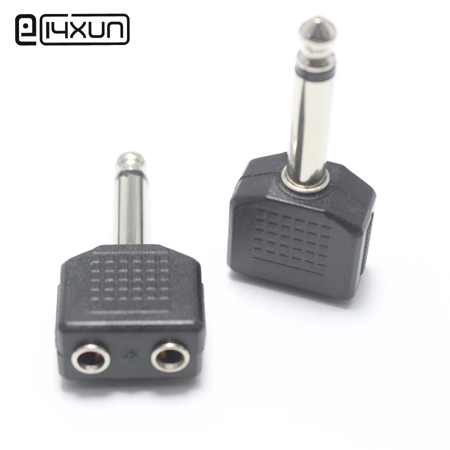 1pcs 6.35mm 2 Pole Plug to 3.5mm female jack Amplifier Microphone Plug
