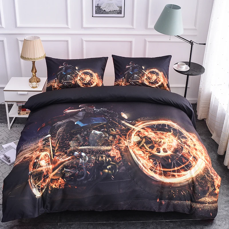 

Boniu 3d Motorcycle Design Print Bedding Set Queen Size 3pcs Boys Duvet Cover Set with Pillowcase Quilt Cover Best Gift Bedline