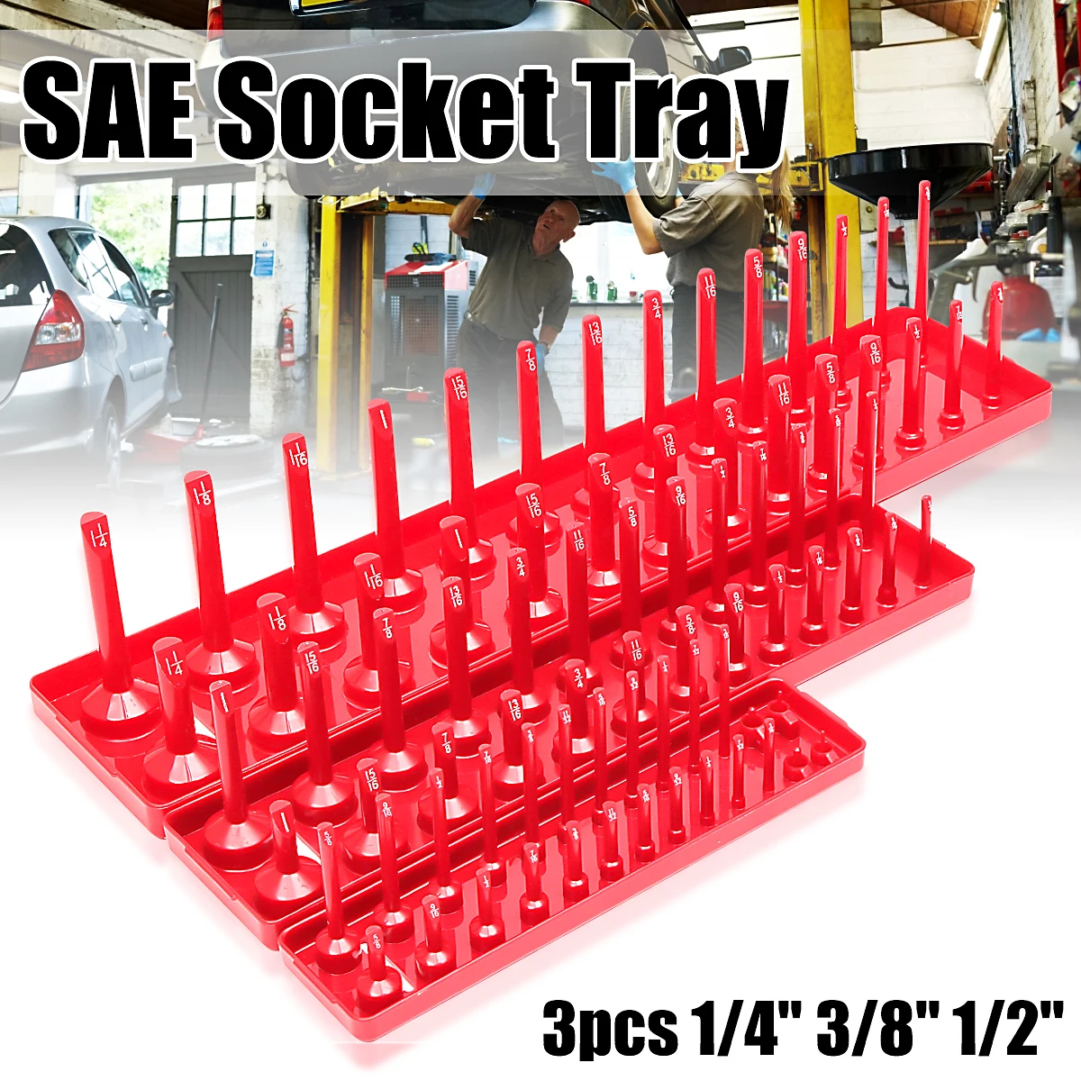 3 Pcs 1/4 3/8 1/2 Socket Rack Socket Tray Holder Storage Tray Shelf