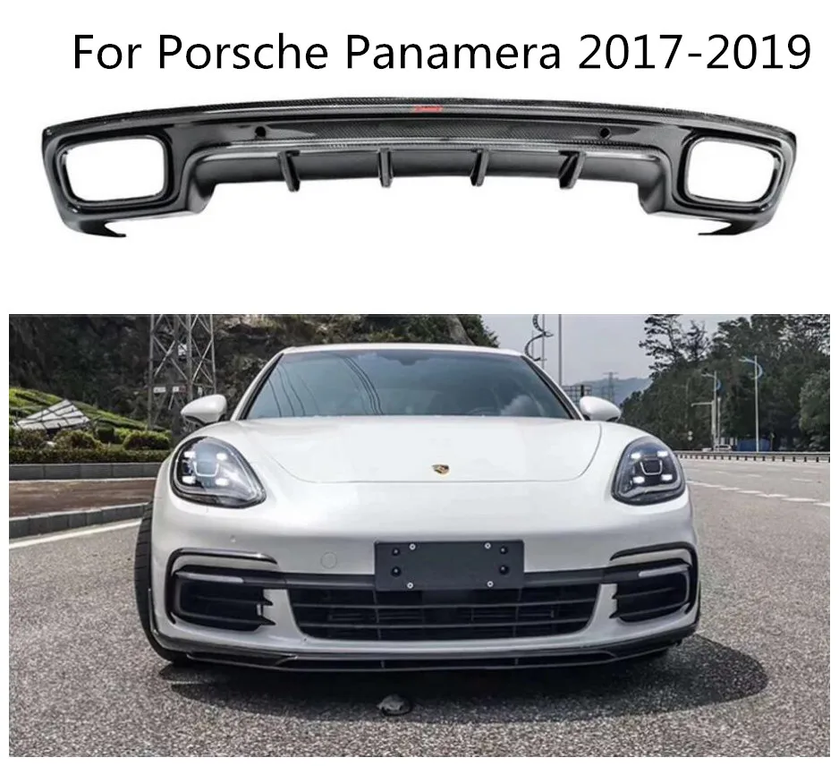 Carbon Fiber Front Lip+ Rear car Bumper+ Side Skirt Full Set Of Refitting Accessories Fit For Porsche Panamera 2017-2019 BY EMS |