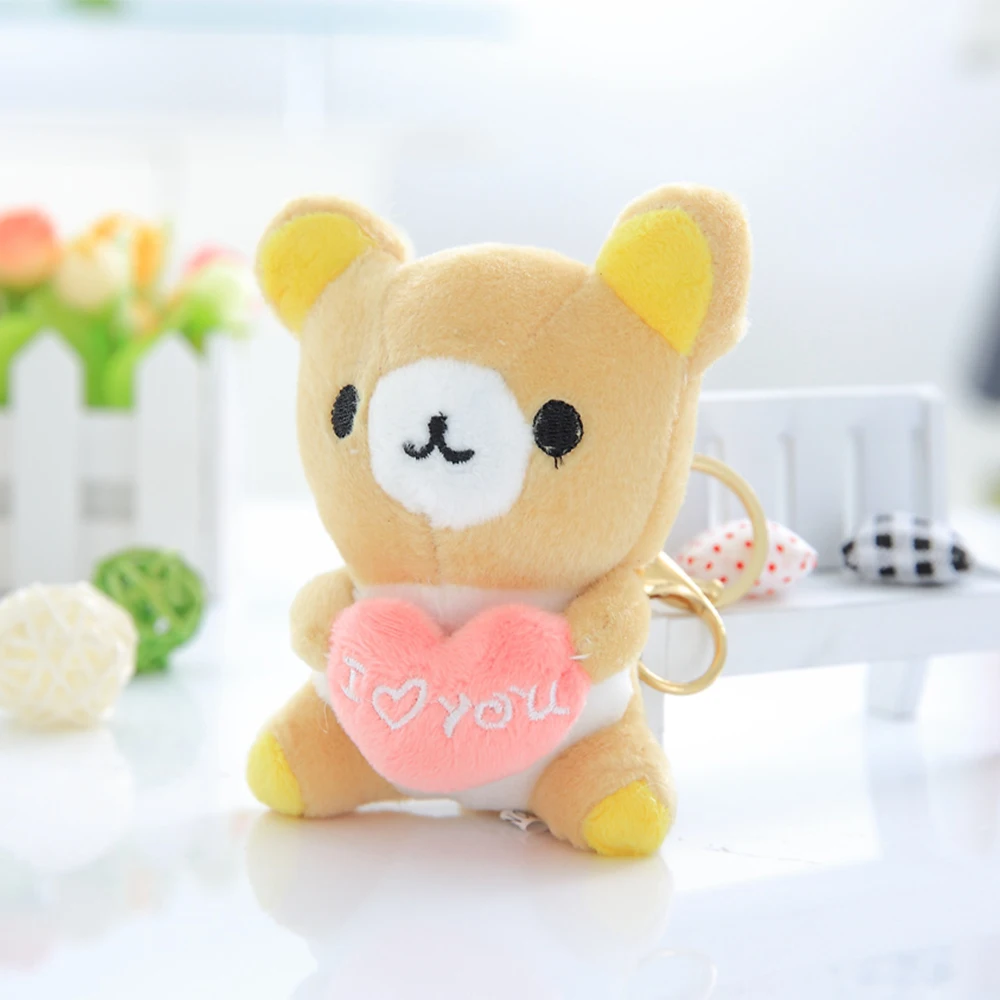 Милый плюшевый мишка Rilakkuma, расслабляющий медведь, плюшевая игрушка, плюшевый мишка, подушка, подарок для девочки, рождественский подарок - Цвет: 10cmpink heart beige