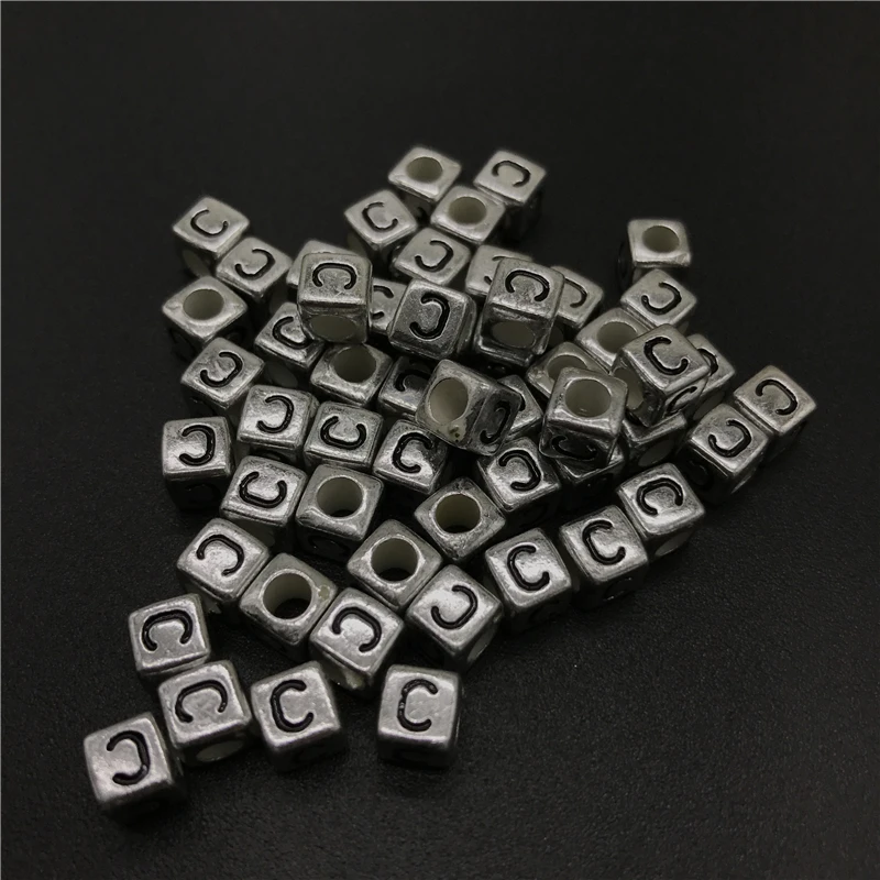 100 шт. 6 мм акриловые бусины Квадратные в форме букв 26 алфавита для