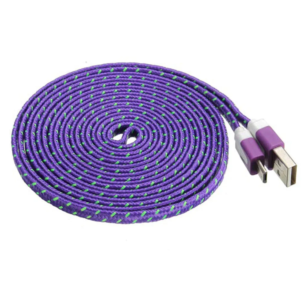 Purple Лидер продаж прочный и красивый 3M тканевый Плетеный ленточный микро-usb Зарядное устройство кабель для синхронизации данных и зарядки для сотового телефона планшета Linea данных - Цвет: Purple