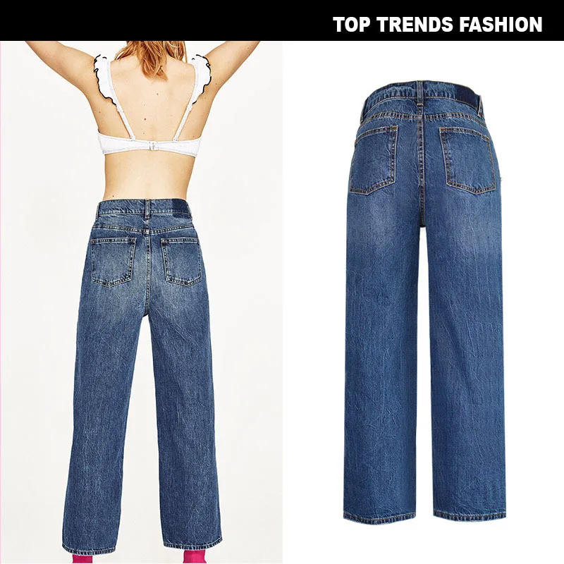 Zinwoco джинсы с высокой талией Клеш Джинсы плюс размер женские джинсы с жемчужным украшением свободные Модные женские сексуальные брюки