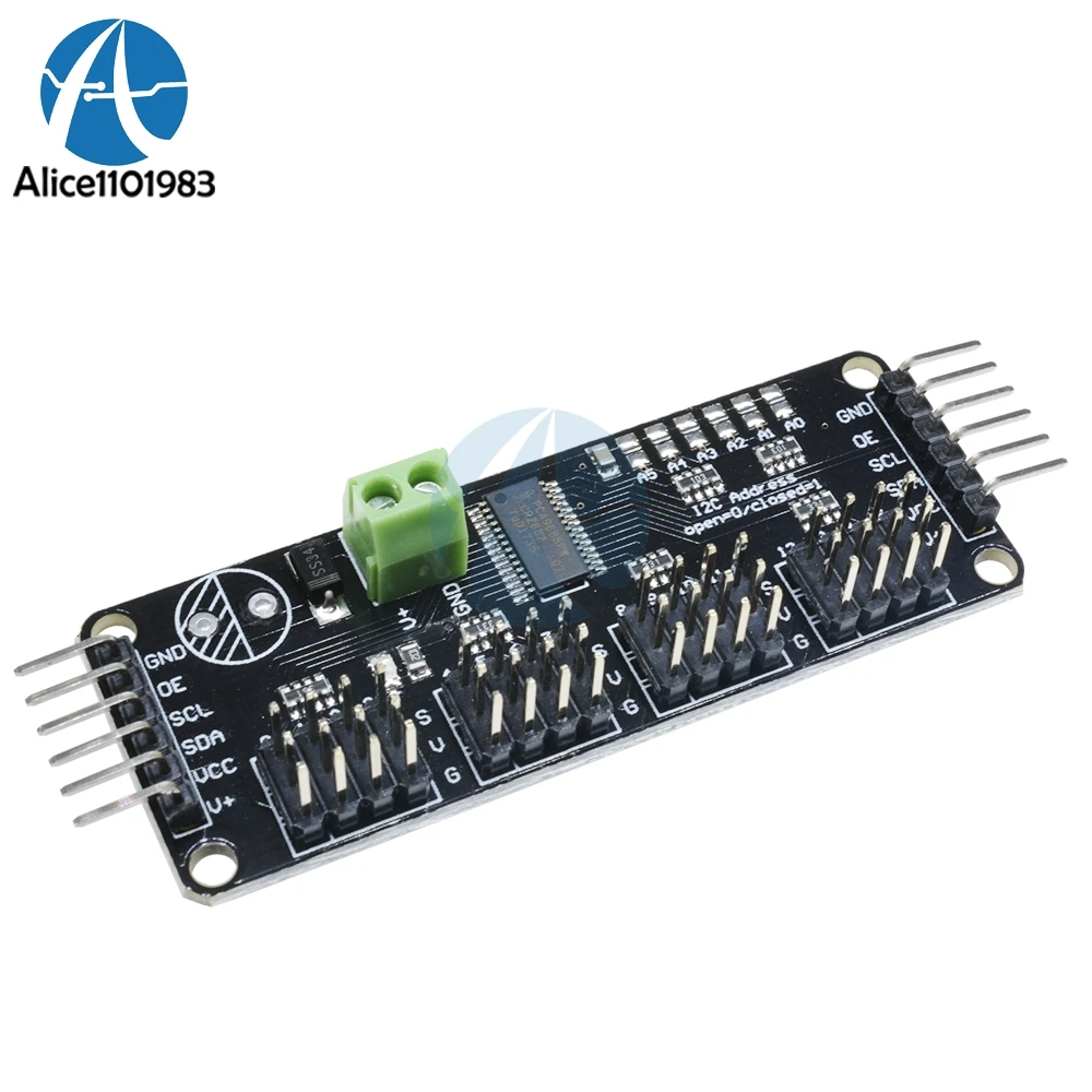 

Diymore 16 Channel 12-bit PWM/Servo Driver-I2C Interface PCA9685 Module For Arduino Raspberry Pi Servo Shield DIY Module Drive