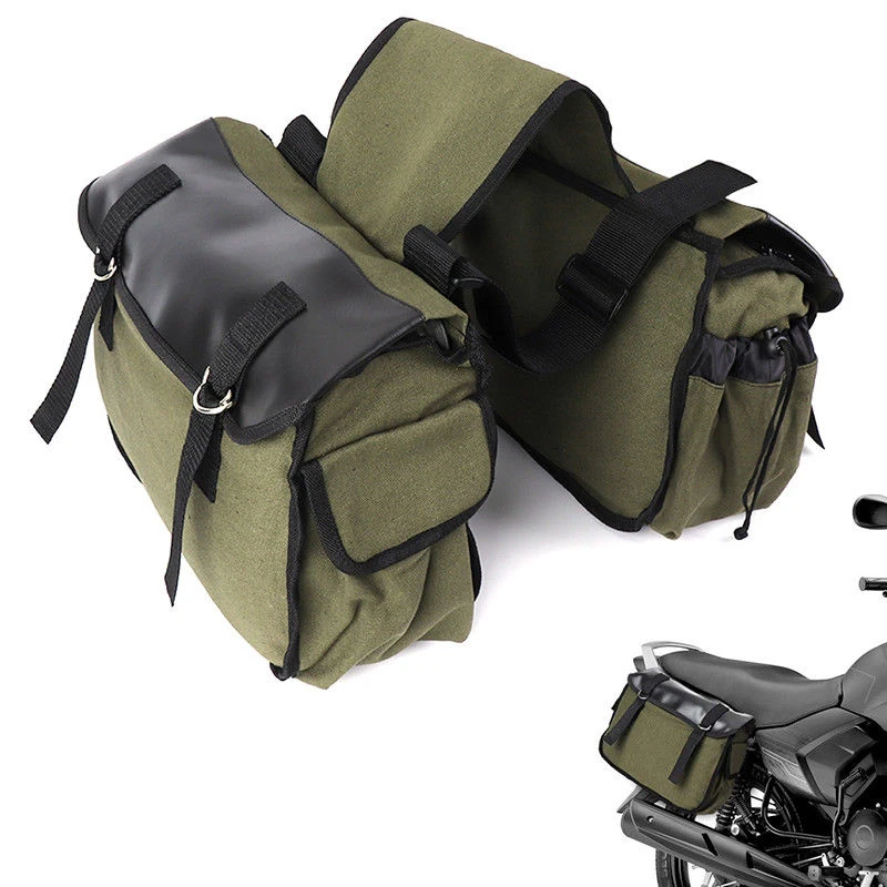 

High Quality Motorbike Cycling Saddle Bag Motorcycle Rear Back Pack Saddlebags Equine Back Pack Canvas Luggage Vintage Bag