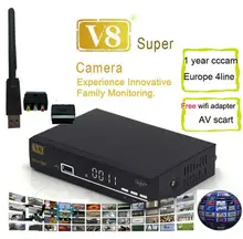 V8 супер + 1 шт. wi-fi или нет wi-fi powervu dvb-s2 поддержка 3 г newcad iptv спутниковый ресивер freesat v8 супер iptv z5 мини