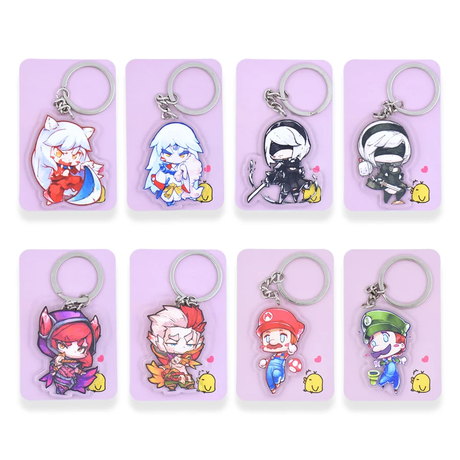 

NieR Automata 2B Keychain Cute Inuyasha Spiderman Double Sided Key Chain CHIBI Custom made Anime Key Ring PCB9-16