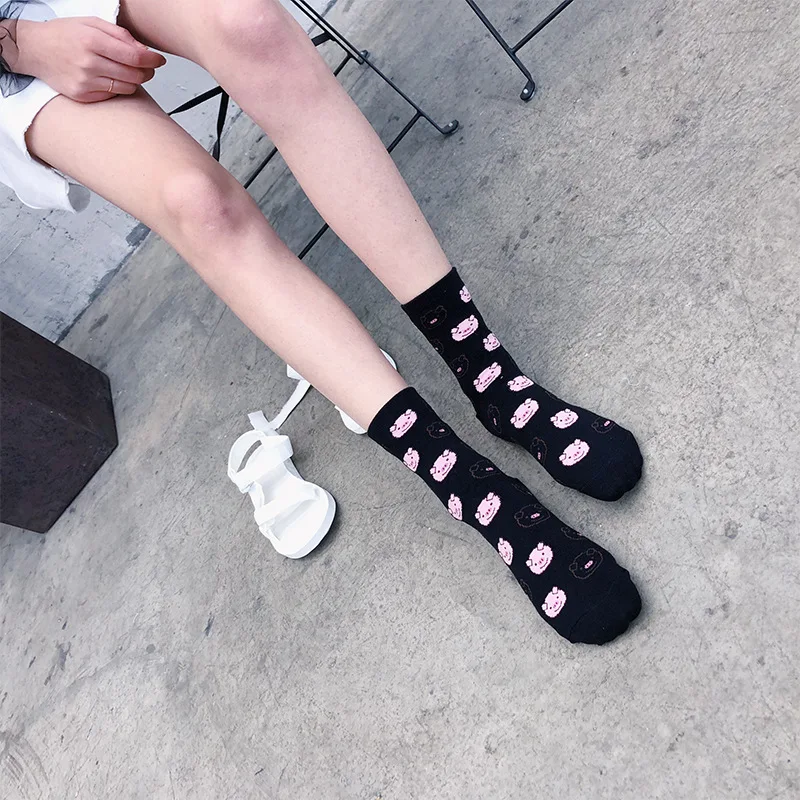 [COSPLACOOL] Красочные животные Свинья милые носки ручной работы хлопчатобумажные забавные носки женские креативные Harajuku Skarpetki Sokken Meias Feminino
