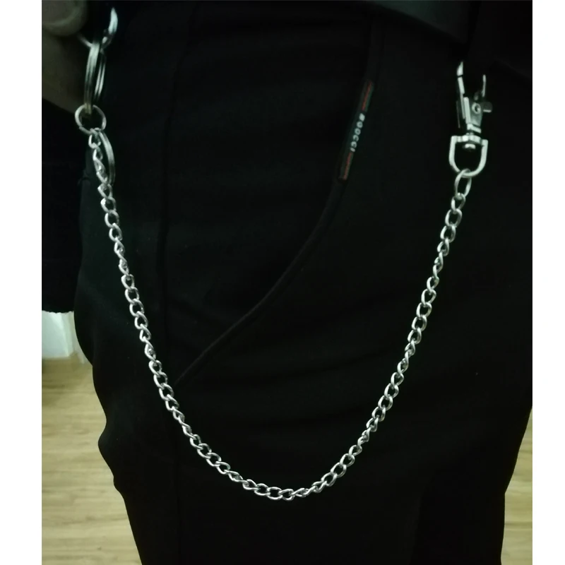 

30cm Silver Punk Long Metal Wallet Belt Trousers Hipster Pants Chain Jean Keychain Ring Clip Keyring Men's HipHop Jewelry