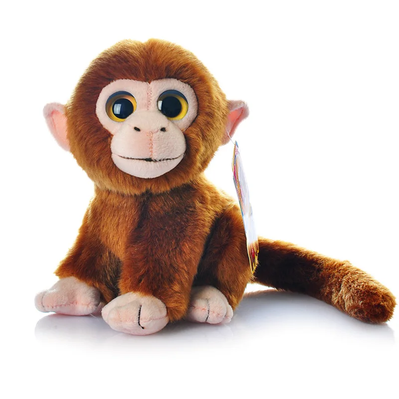

18cm Mini Lifelike Dark Monkey Plush Toys Soft Cute Big Eyed Monkeys Realistic Wild Animal Stuffed Toy Doll Gifts For Kids