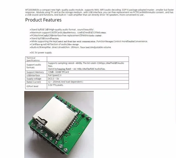 Быстро 5 шт. WT2003M03 высокого качества mp3 музыкальный модуль последовательный порт ic панель расшифровки жидкокристаллического дисплея мини-плата sd-карт TF с усилитель голоса Модуль