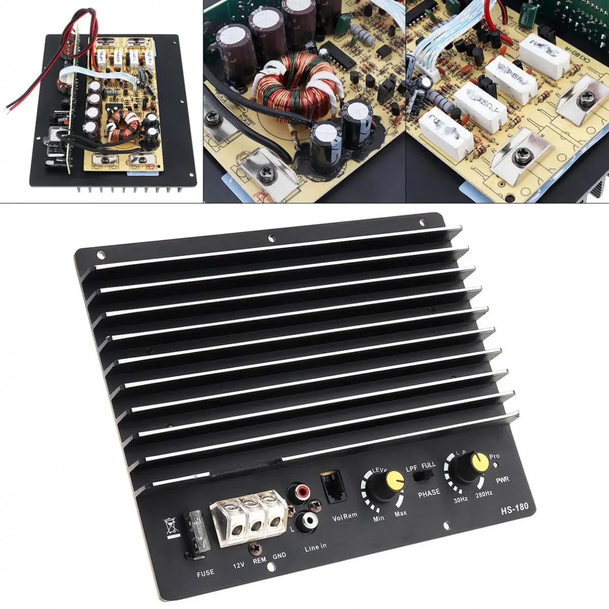 

Black Durable 1000w 12V Powerful Bass Subwoofer Car Audio High Power Amplifier Board for Car Audio / Low Sound Speaker