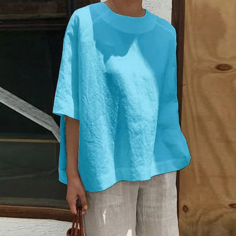 Summer Women Popular Daily Shirt S-5XL Baggy Loose Half Sleeve T Shirt Ladies Summer Casual Crew Neck Tops Blouse 2019 Hot