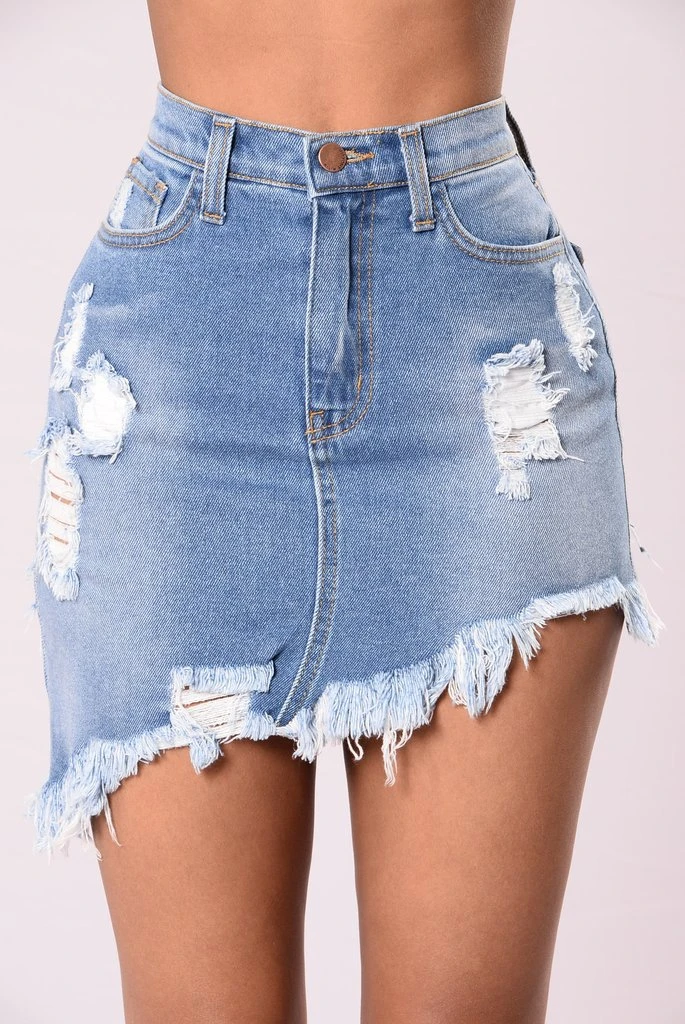 blue jean skirts with holes