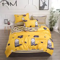 2019 мультфильм мышь желтый постельное белье щетка полиэстерная ткань из микрофибры пододеяльник набор двойной полный королева набор для