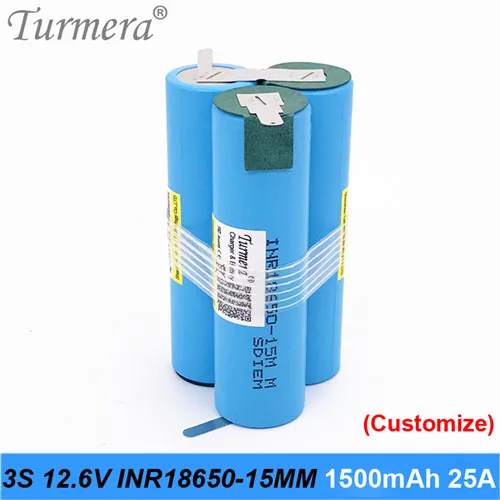 3 S 12,6 V 4S 16,8 V 5s 18 V аккумулятор INR18650-15MM 1500 mah 25A разрядный ток для шуруповой отвертки батареи(настройка - Цвет: 3S-battery-pack-P