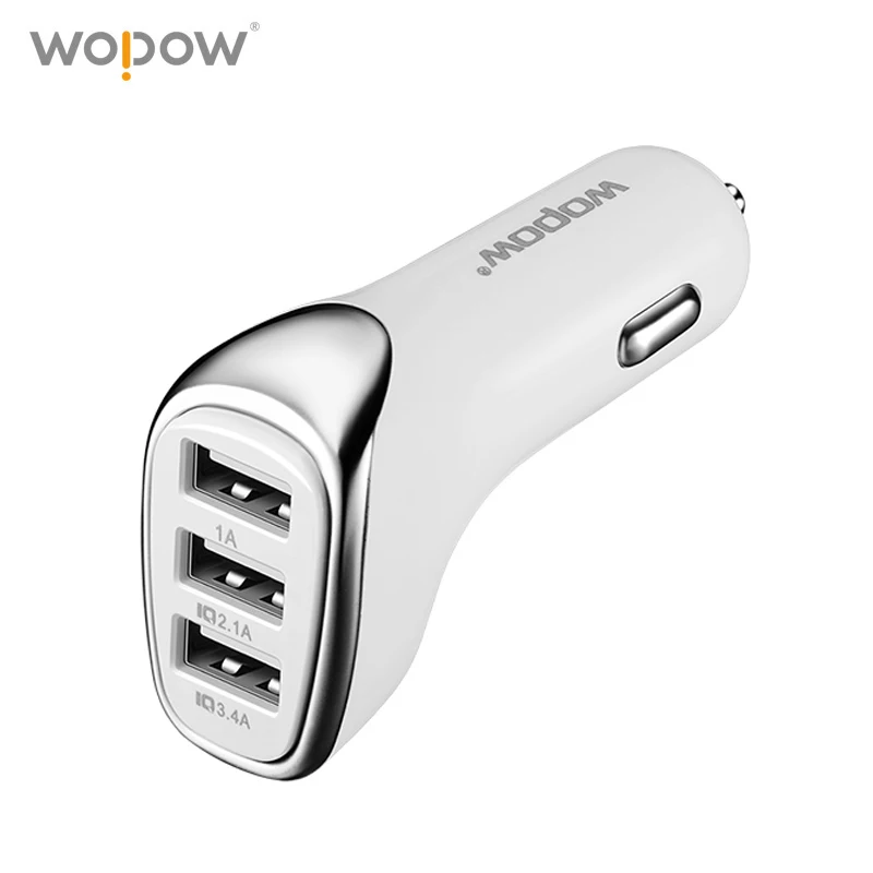 Wopow 3.4A быстро Зарядное устройство 3 Порты и разъёмы USB Автомобильное для iPhone X 8 Smart