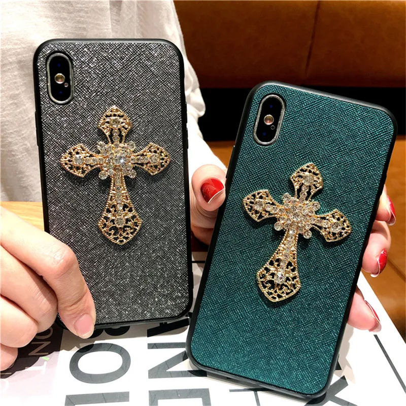 

Luxury brand Diamond cross Glitte soft case for iphone 6 S 7 8 plus X XR XS Max hard cover for samsung galaxy S8 S9 S10 E Note 9