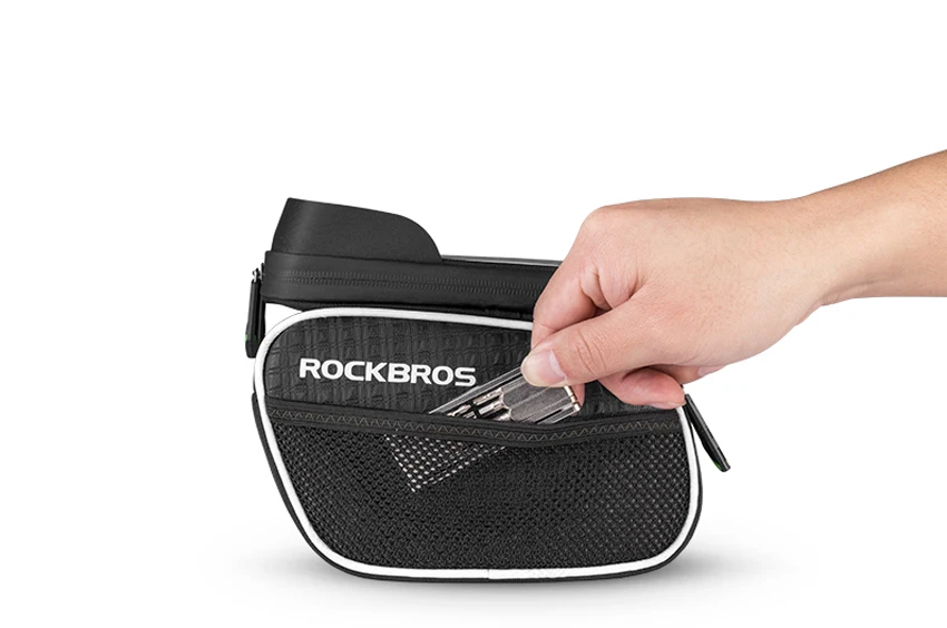 Best Rockbros Bicycle Bags Rainproof Touch Screen Cell Phone Bike Bag Reflective Front Tube Cycling Bags Bicycle Accessories Basket 14