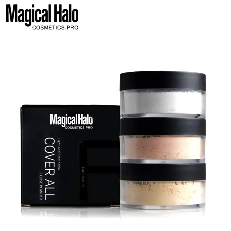 

3 Colors Makeup Loose Powder With Puff Cosmetics Face Powder Oil Control Brighten Smooth Contour Palette Skin Finish Cover Matt