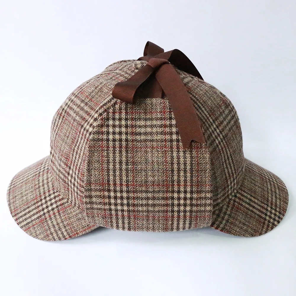 High Quality Cosplay Cap Detective Sherlock Holmes Deerstalker Hat Gray Black Brown Caps New Berets Cap Vestidos (4)