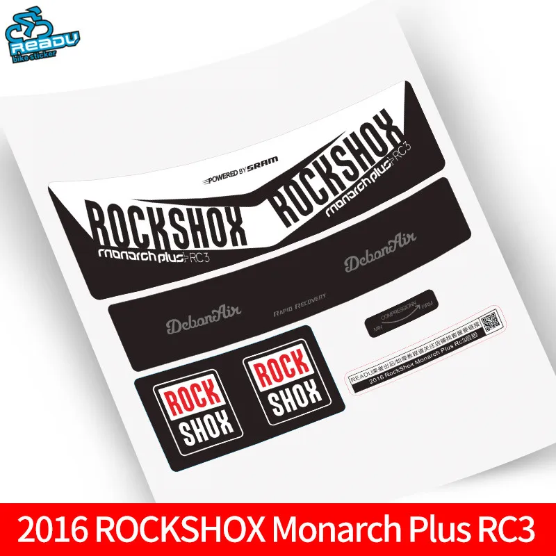 

RockShox Monarch Plus RC3 Mountian Bicycle Rear Shock Absorber Stickers Pegatinas Rock Shox MTB Frame Decals