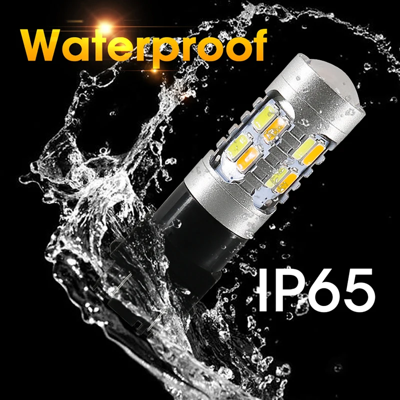 HLXG 2X 3157 сигнальная лампа Светодиодная P27W Led T25 Switchback двойной цвет белый Янтарный