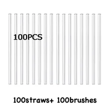 100 шт ручной работы стеклянные соломинки прозрачные прямые 20 см х 8 мм-премиум стекло-здоровые, многоразовые