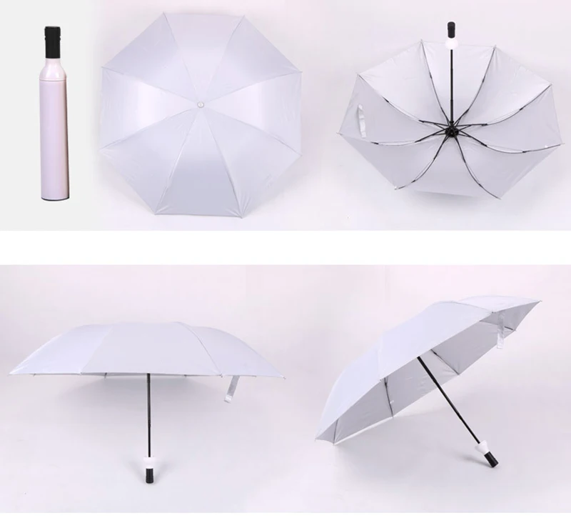 100pcs New Creative Women Wine Bottle Umbrella 3 Folding Sun-rain UV Mini Umbrella For Women Men Gifts Rain Gear Umbrella sale