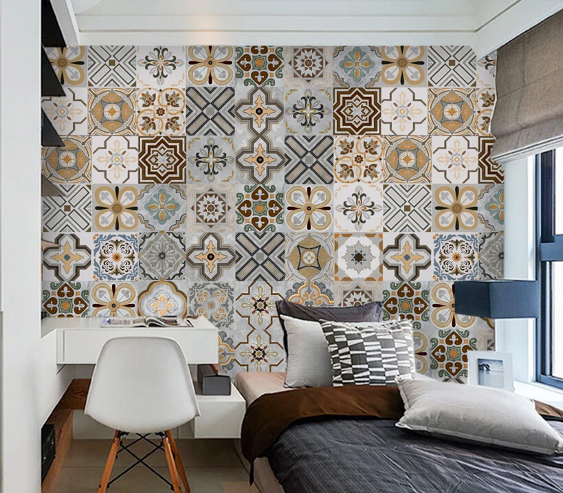 

Custom wallpaper mural 3D,Retro colored brick mosaic,retro wallpaper for bedroom living room Hotel backdrop waterproof wallpaper