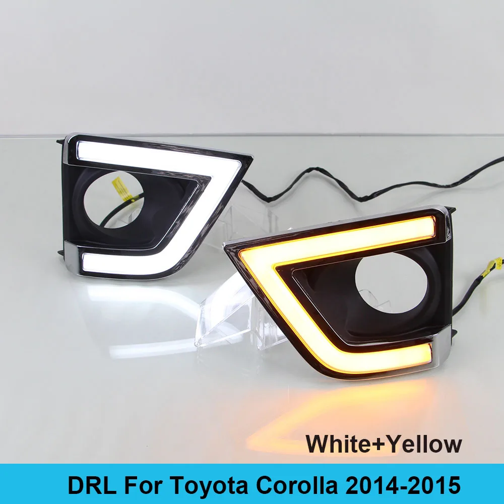 12V Car DRL Kit for TOYOTA COROLLA 2014 2015 Daytime Running Light bar fog lamps bulb Turn Signa light daylight for car LED drl