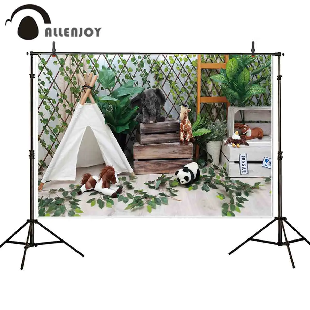 

Allenjoy photography background safari birthday party tent decor cake smash backdrop photocall photo studio custom new fabric