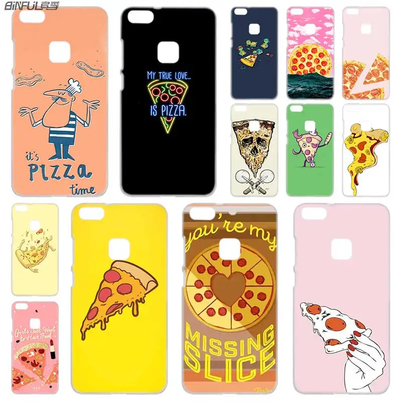

BINFUL PC Transparent for Huawei P30 p20 lite case P8 P9 P10 Lite Plus Pro P Smart 2019 Mini pizza best friends