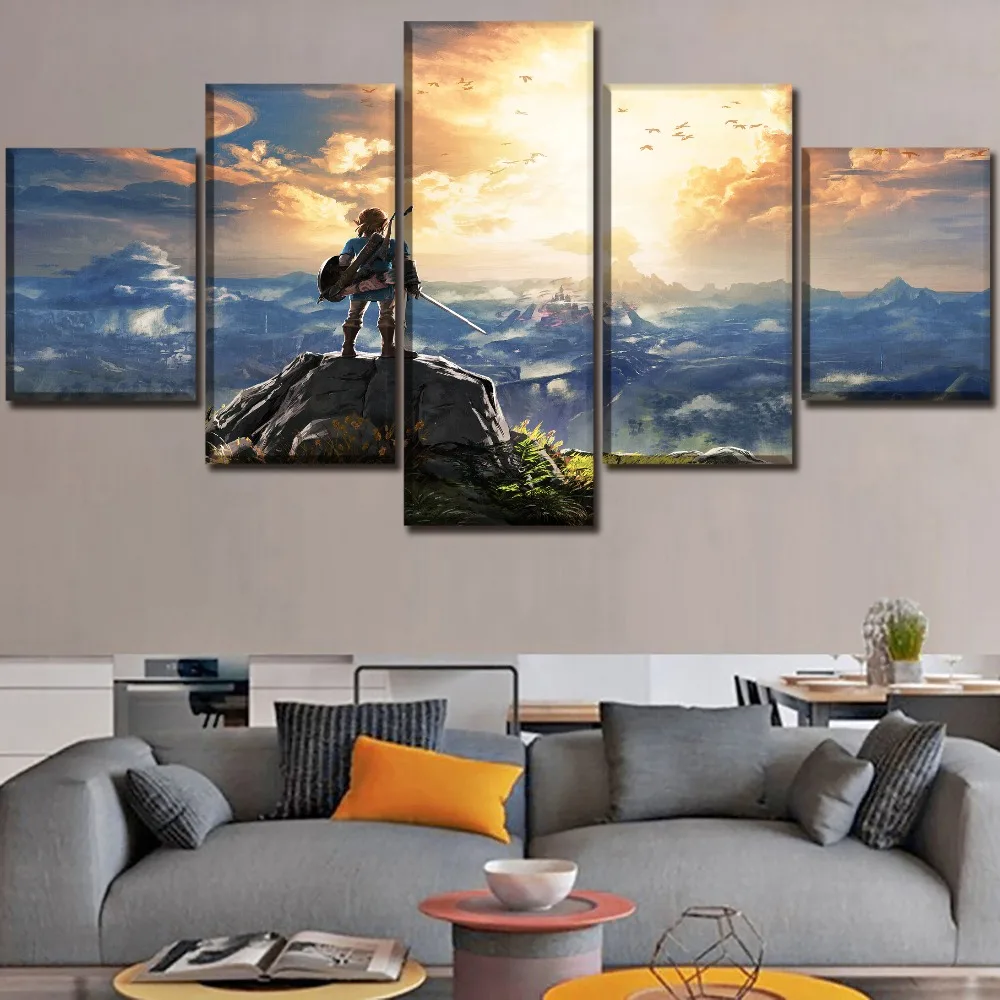 

Home Decoration Living Room Poster 5 Panel The Legend of Zelda Breath of the Wild Nintendo Switch Painting Modern Wall Art Decor