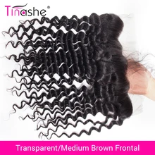 Perruque Lace Frontal Wig brésilienne Remy-Tinashe Hair, perruques swiss lace frontal closure, transparent HD, cheveux naturels, Deep Wave