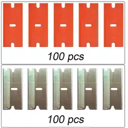200 шт Пластик стальная бритва лезвия для Окна Скребок Керамика стеклянная печь Краски бритвы скребок автомобиль клей Стикеры Ножи E13 + E14