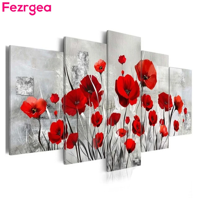 

Fezrgea Multi-picture Diamond Painting Flower Cross Stitch Diamond Embroidery Full Round DIY Diamond Mosaic Home Deco