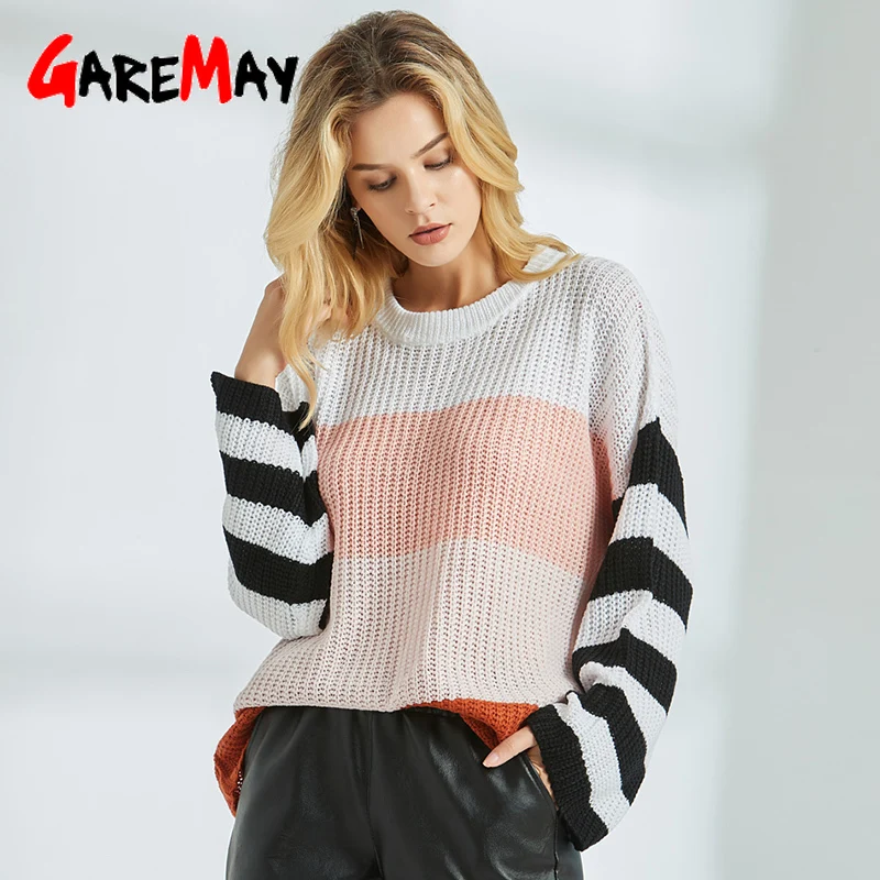 

Autumn Off The Shoulder Sweaters For Women Sexy Long Sleeve Batwing Loose Knitted Pullover Thin Oversize White Sweater Women
