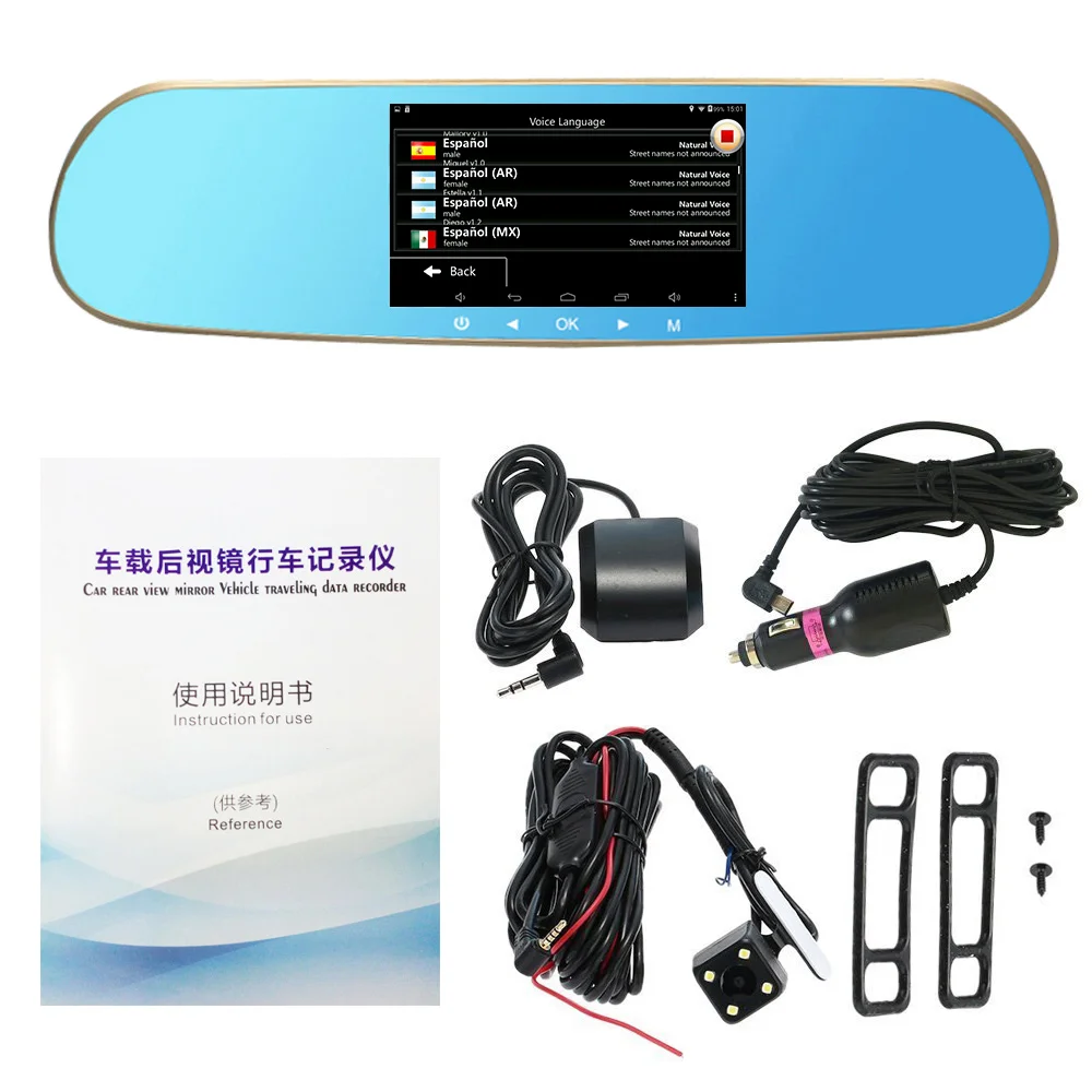 Зеркало заднего вида Eunavi 5 дюймов Ips Gps навигация Dvr Android 4 двойная камера