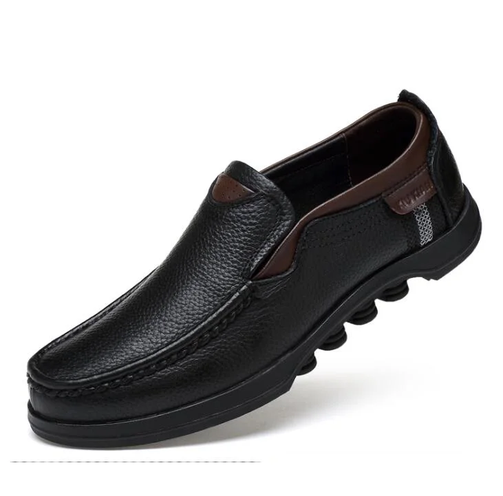 Мужские туфли на плоской подошве из натуральной кожи ручной работы; модные повседневные лоферы; мужские мокасины размера плюс; Zapatillas Deportivas - Цвет: black