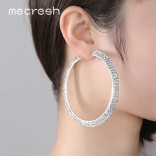 Mecresh со стразами большие серьги-кольца серьги Для женщин серьги-кольца с украшением в виде кристаллов в минималистском стиле Модные украшения: 60, 70, 80 мм EH1373