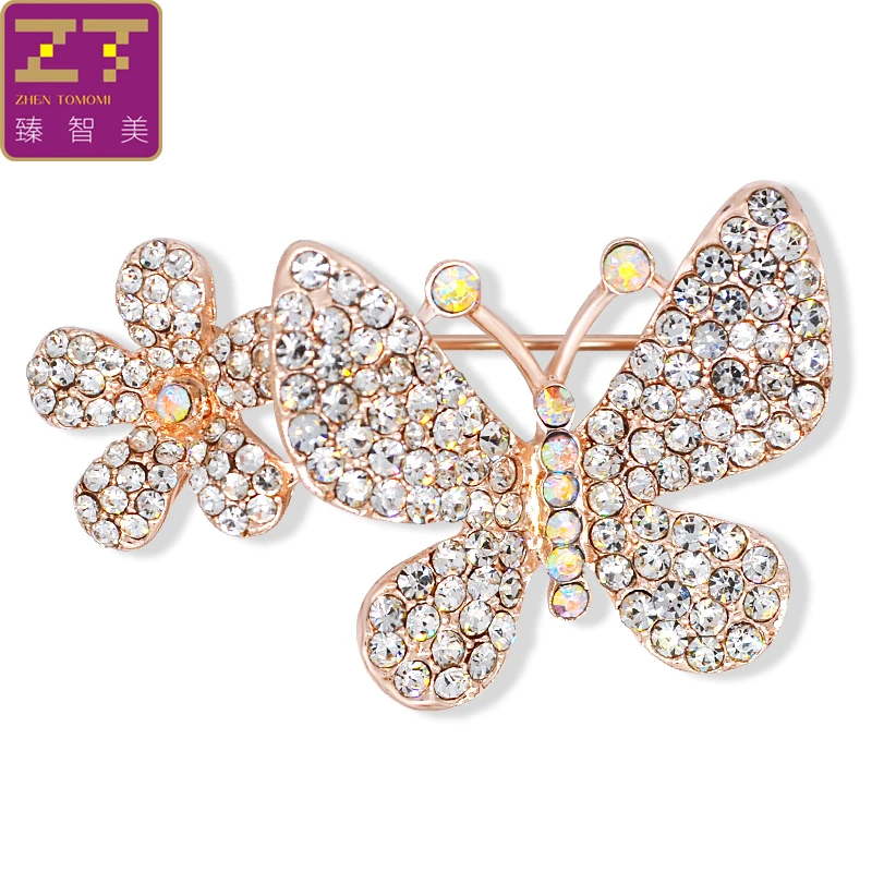 Zhen Tomomi Exquisite Vivid Clips Butterfly Badge Crystal Corsage Brooch Pins Scarf Buckle Birthday Wedding Women Apparel | Украшения и